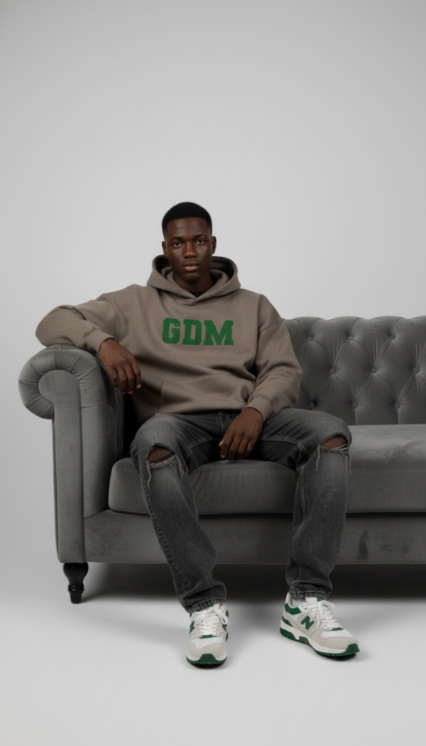 Dark Brown and Green Hoodie