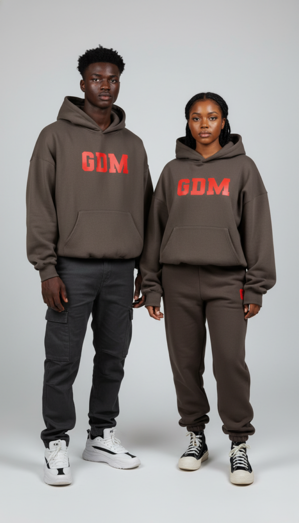 Dark Brown and Red Hoodie